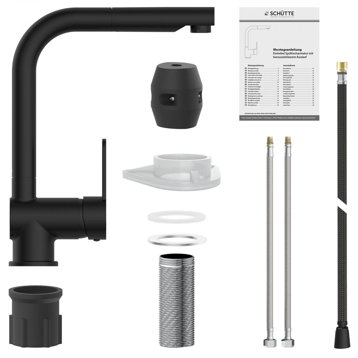 LONDON Sink mixer, black matt, with pull-out spout