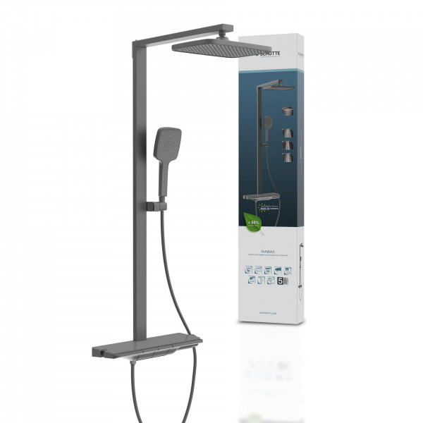 SCHÜTTE HAWAII Set de douche à l'envers avec mitigeur thermostatique, graphite mat