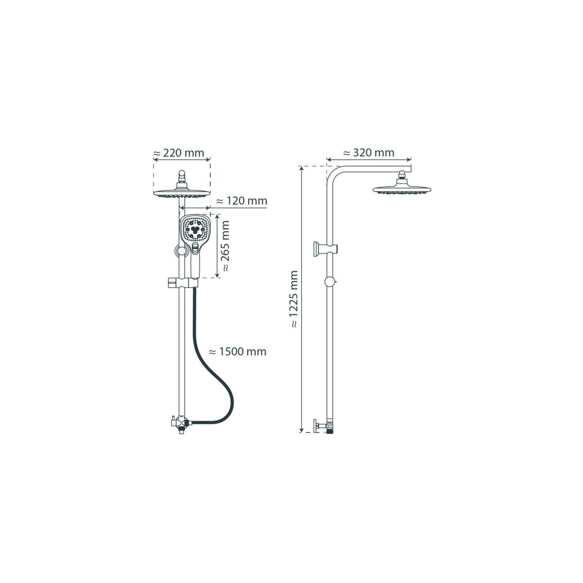 MADEIRA Overhead shower set, chrome/white