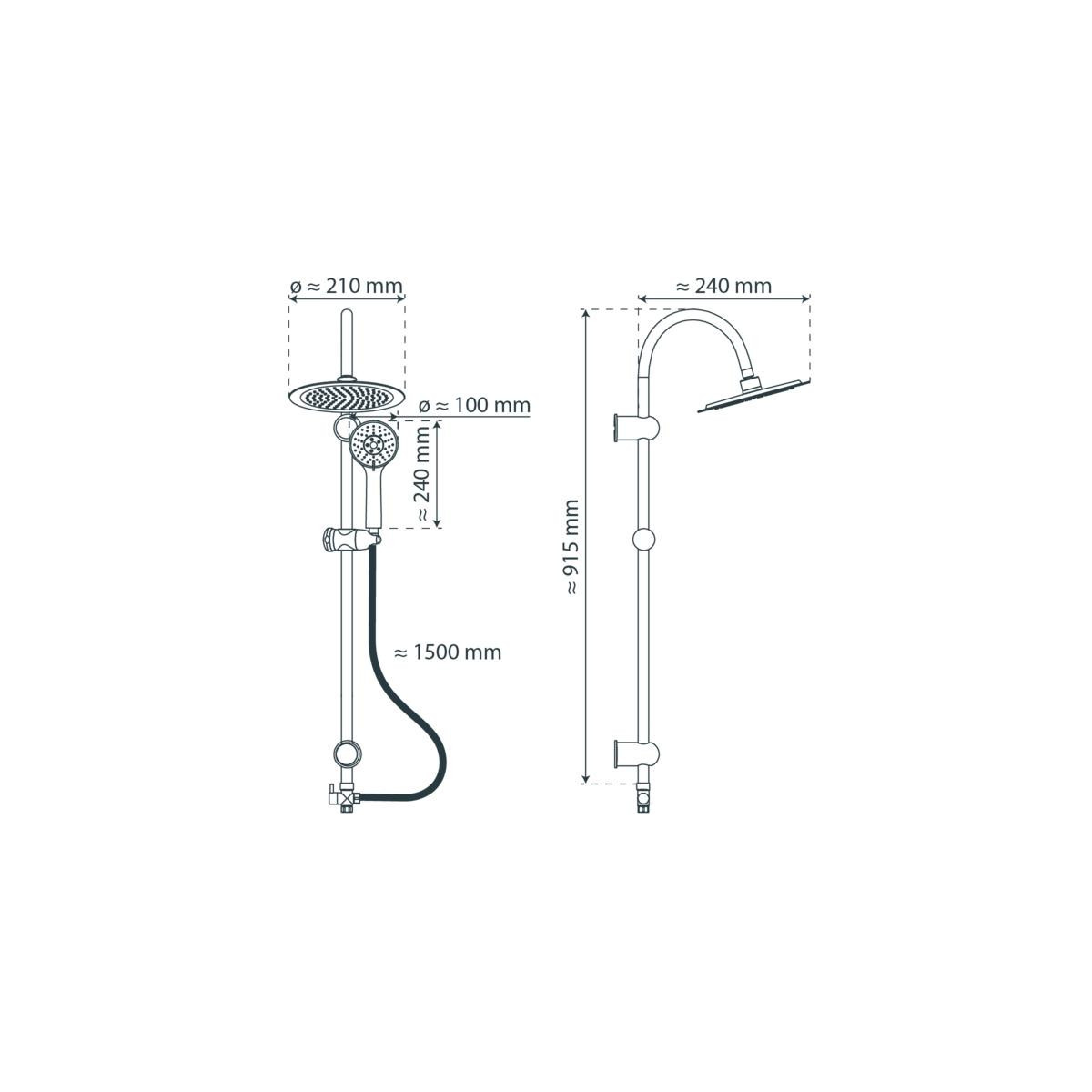 JAMAICA FRESH Overhead shower set, chrome