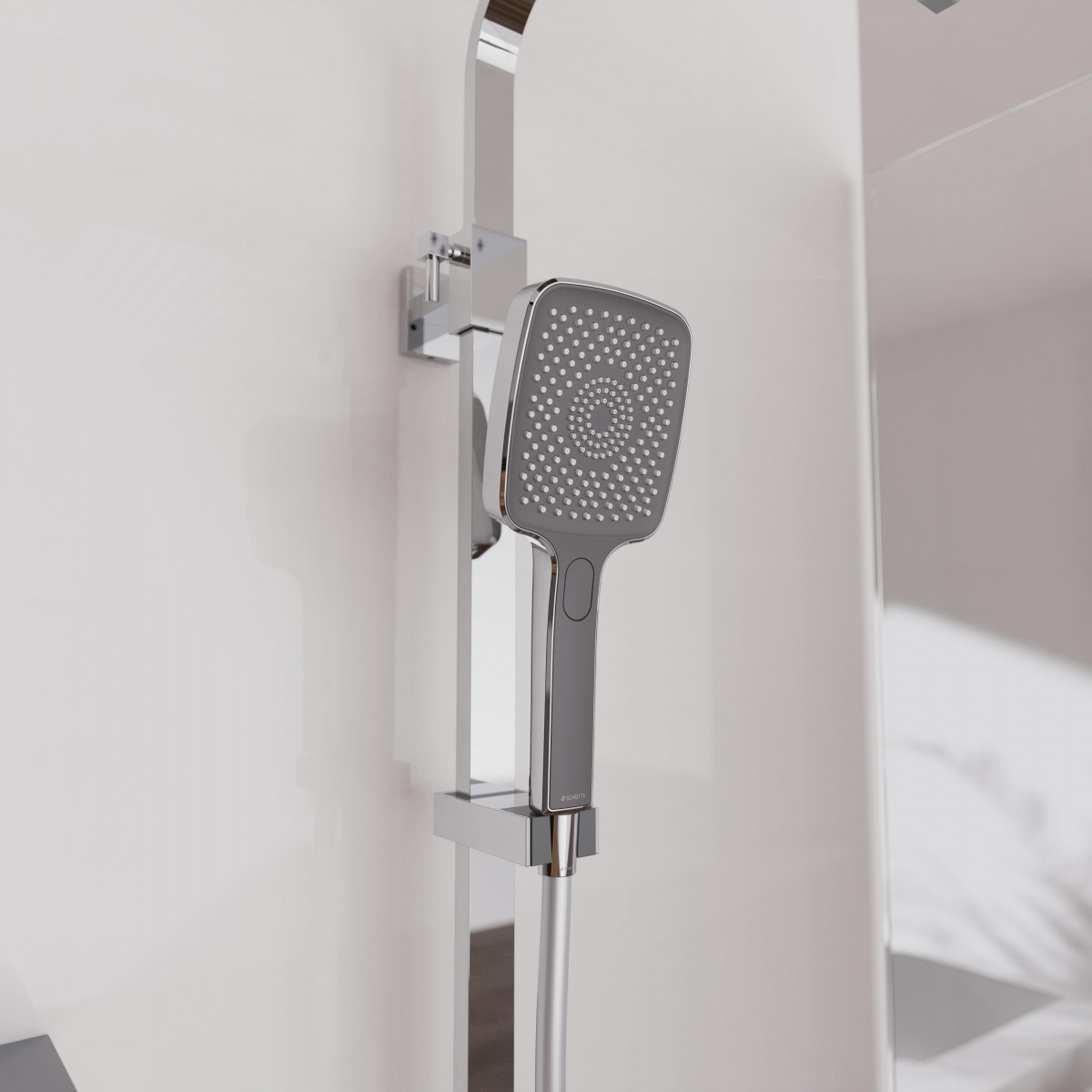 OCEAN Set de douche à l'envers avec mitigeur thermostatique, Chromé/Anthracite