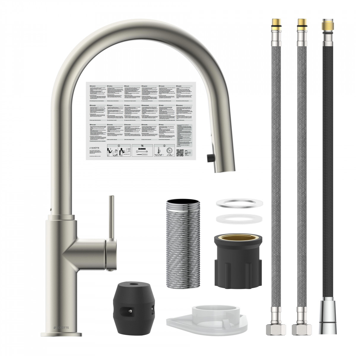 BLACKPOOL Sink mixer, stainles steel look, with pull-out spout