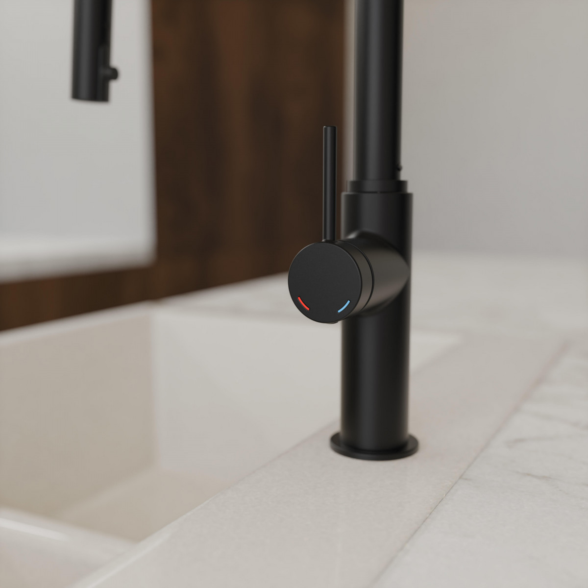 BLACKPOOL Sink mixer, black matt, with pull-out spout