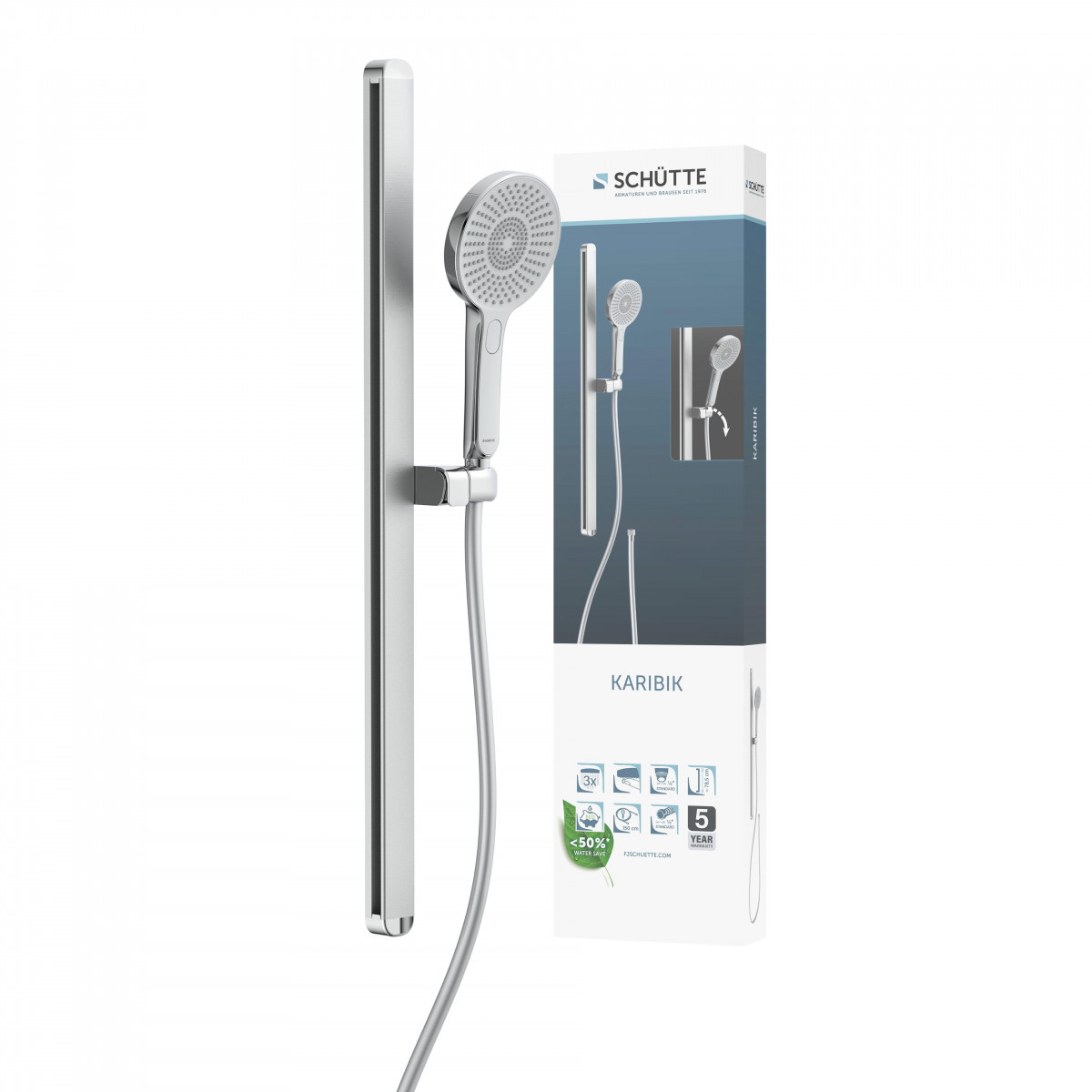 KARIBIK Shower rail set, chrome/ light grey