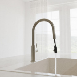 BLACKPOOL Sink mixer, stainles steel look, with pull-out spout