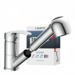 DIZIANI Sink mixer low pressure, chrome, with pull-out sprayer