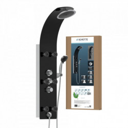 LANZAROTE Shower panel, thermostatic mixer, glass/ black