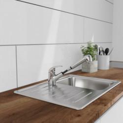 ALBATROS Sink mixer low pressure, chrome, with pull-out sprayer