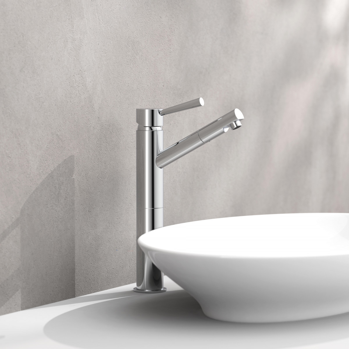 CORNWALL Wash basin mixer, chrome, with high body