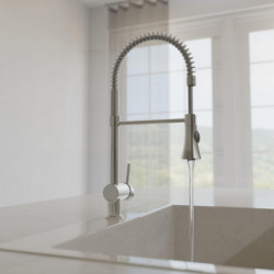 CORNWALL Sink mixer low pressure, stainless steel look, with spiral spring