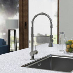 CORNWALL Spiralfeder Sp&uuml;ltischarmatur, Edelstahloptik, Niederdruck