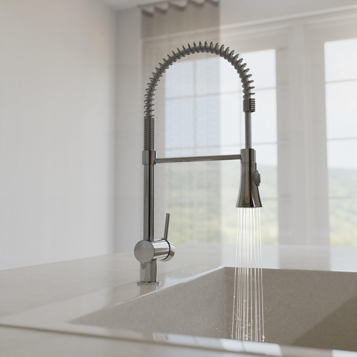 CORNWALL Sink mixer low pressure, chrome, with spiral spring