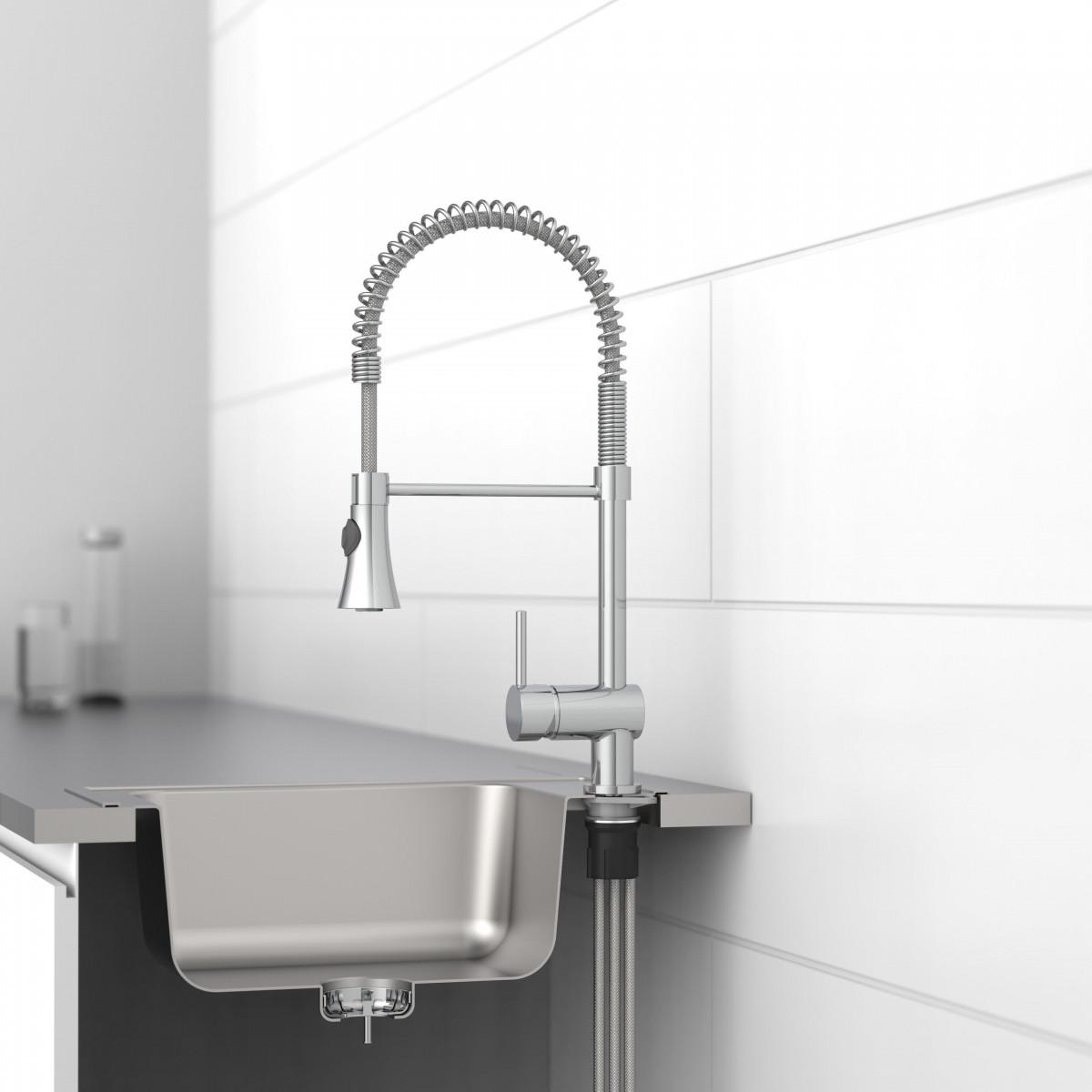 CORNWALL Sink mixer low pressure, chrome, with spiral spring