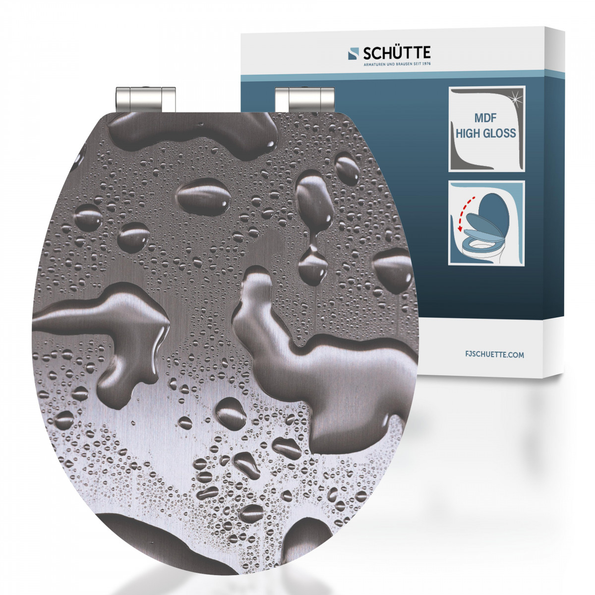 MDF HG Toilet Seat GREY STEEL with Soft Close