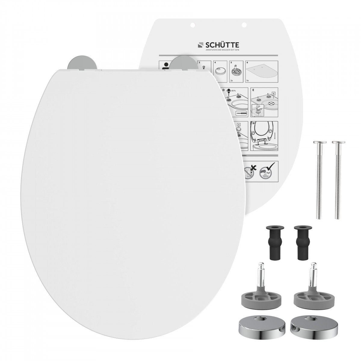 Abattant WC en Duroplast WHITE, design fin avec frein de chute et déclipsable