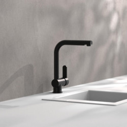 LONDON Sink mixer low pressure, black matt, with pull-out spout