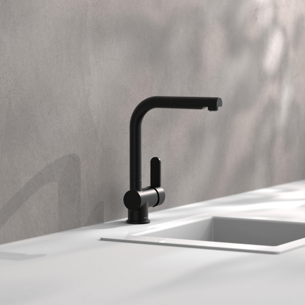 LONDON Sink mixer low pressure, black matt, with pull-out spout