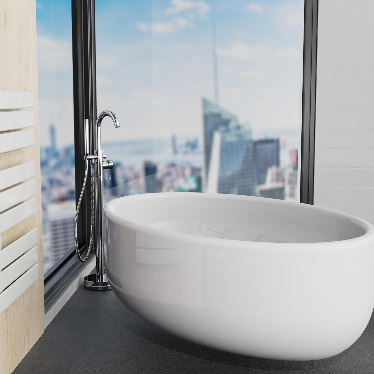 CORNWALL Mitigeur de baignoire sur pied, Chromé