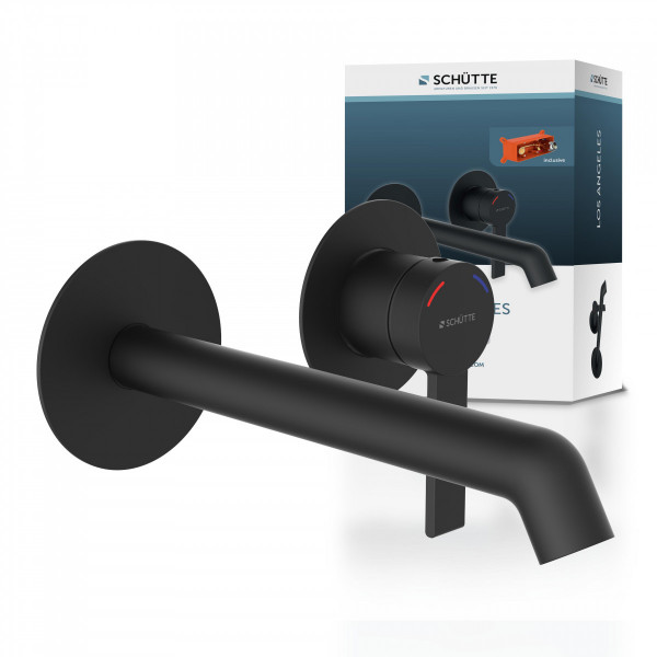 LOS ANGELES, Waschtischarmatur f&uuml;r Wandmontage, Unterputz, Schwarz