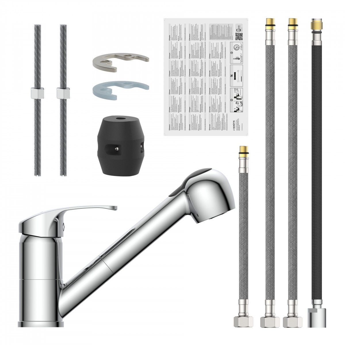 DIZIANI Sink mixer, chrome, with pull-out sprayer