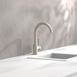 CORNWALL Sink mixer low pressure, stainless steel look