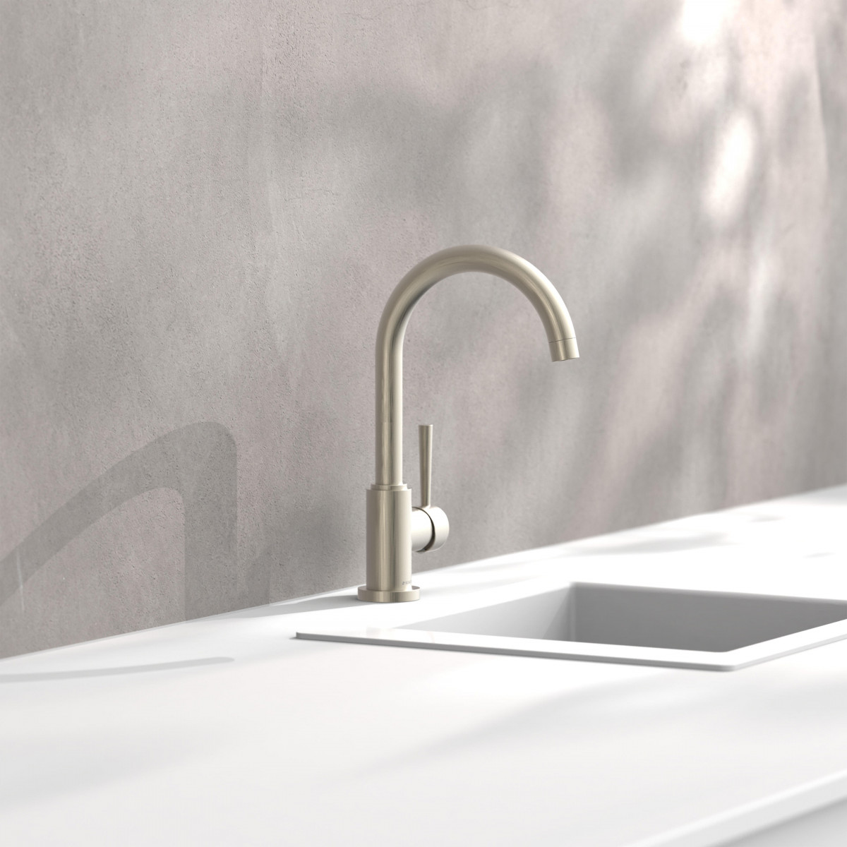 CORNWALL Sink mixer low pressure, stainless steel look