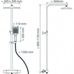 GRAN CANARIA Set douche de pluie avec Mitigeur thermostatique, Chromé
