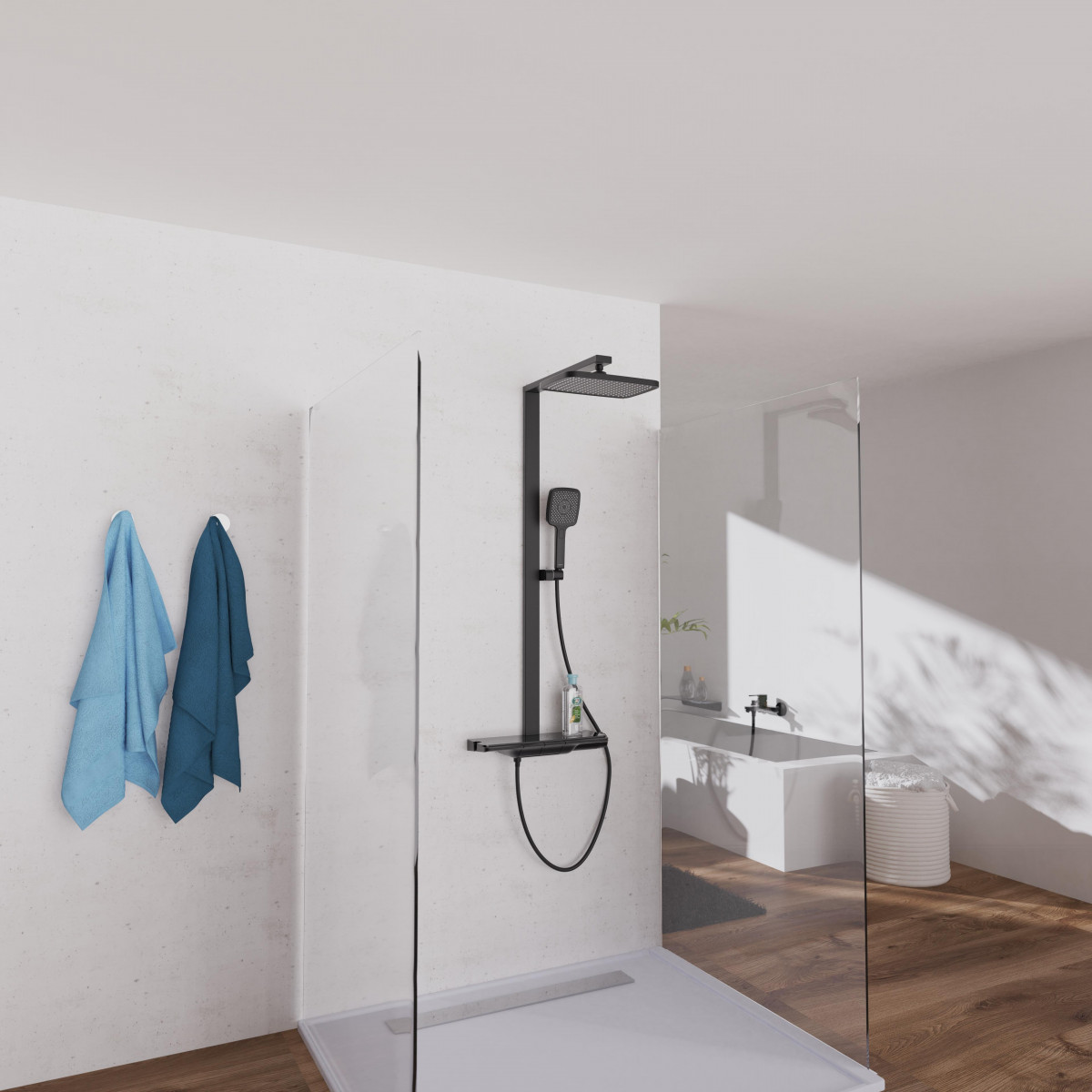 SCHÜTTE HAWAII Overhead showerset with thermostatic faucet, black matt