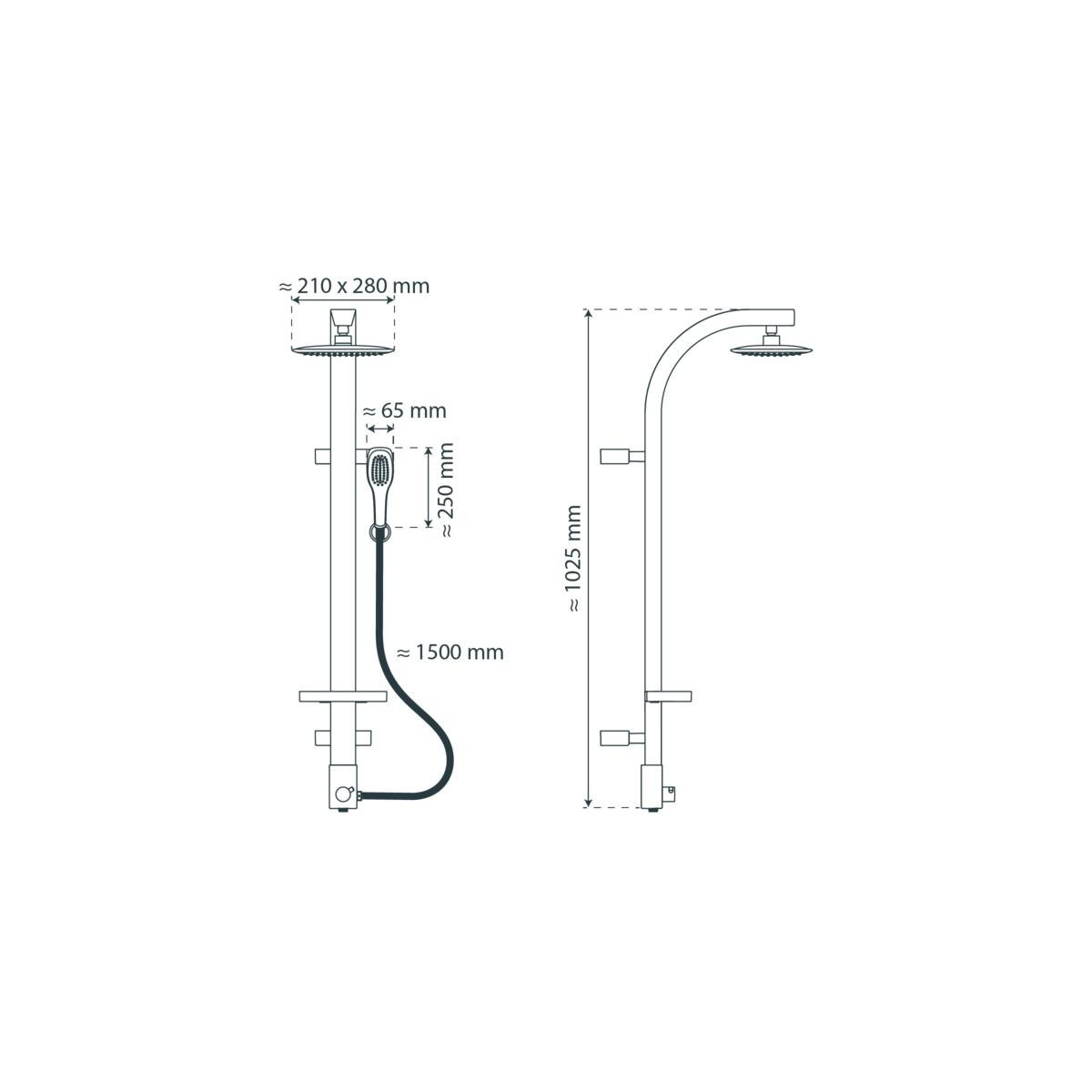 Overhead shower set, white