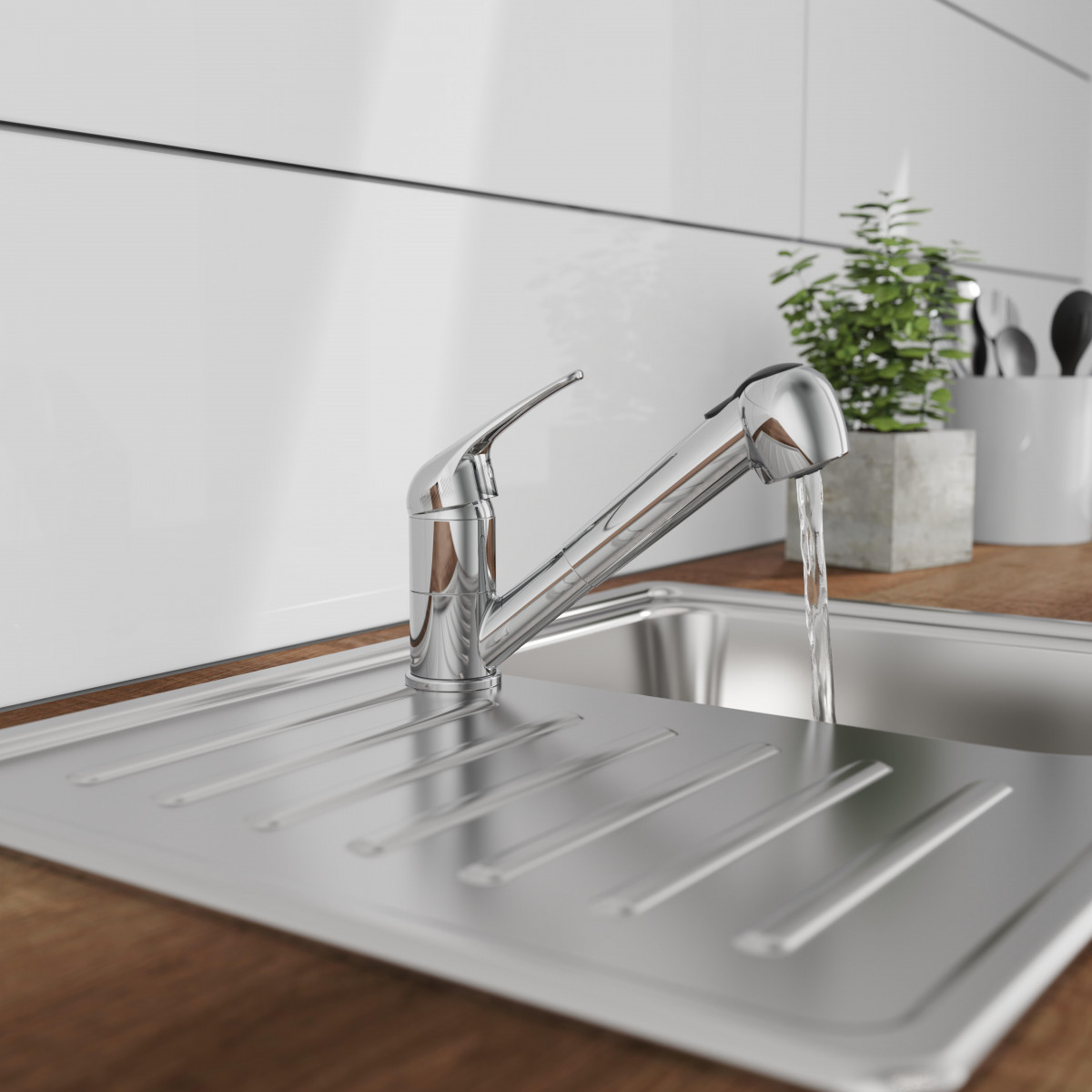 ULTRA Mitigeur cuisine basse pression avec douchette extractible, Chromé