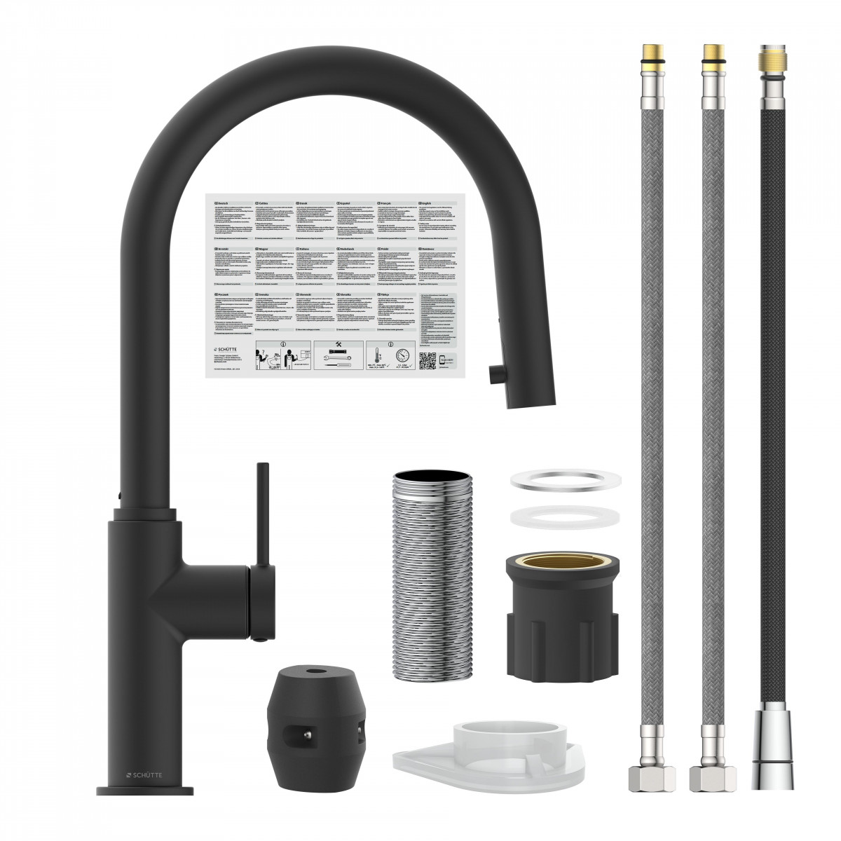 BLACKPOOL mitigeur cuisine avec bec extractible, noir mat