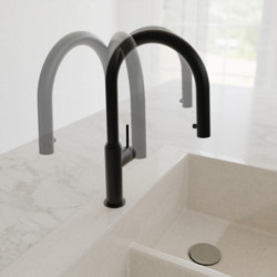 BLACKPOOL mitigeur cuisine avec bec extractible, noir mat