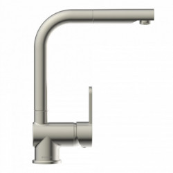 LONDON Sink mixer, stainless steel look, with pull-out spout