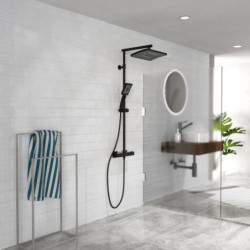TRENTO Set douche de pluie avec Mitigeur thermostatique • Noir mat