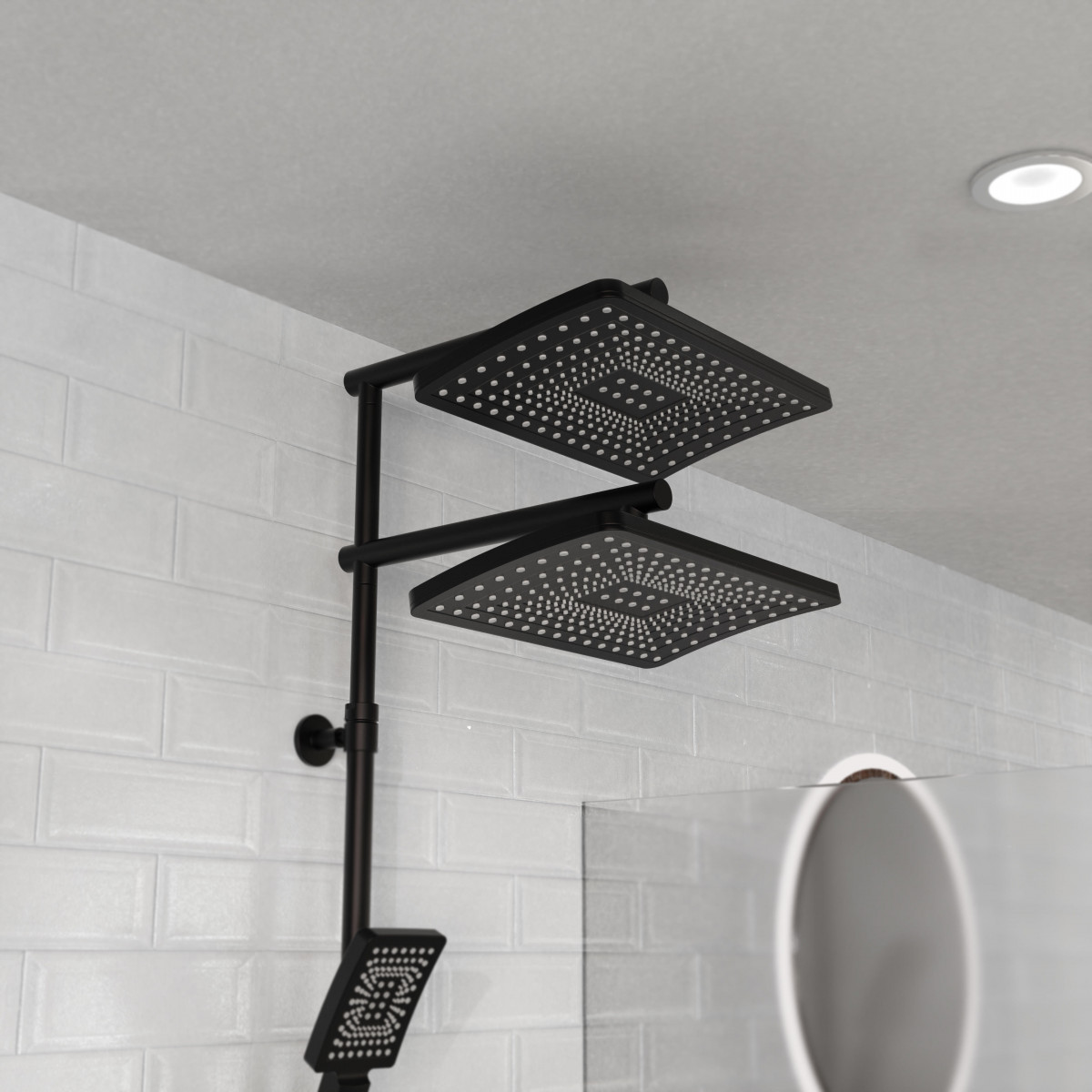 TRENTO Regendouche set met thermostatische kraan, Mat zwart