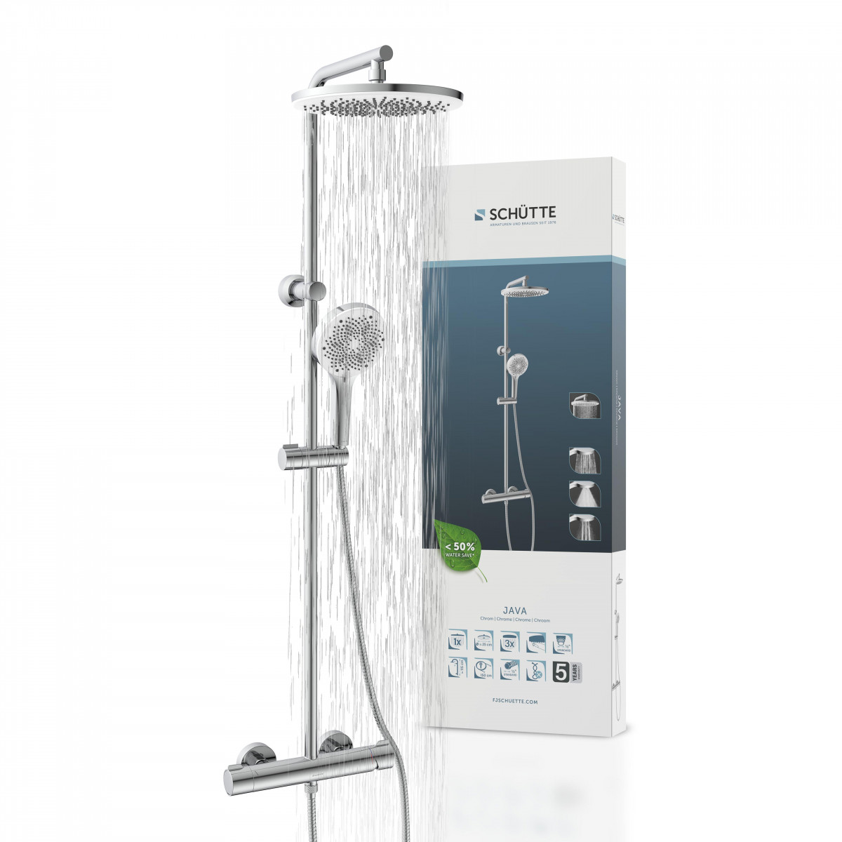 JAVA Overhead shower set, Single-lever mixer, Chrome