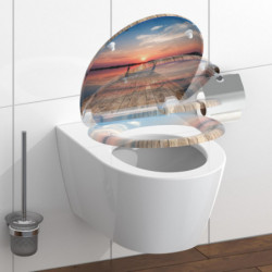 Abattant WC en Duroplast SUNSET SKY avec Frein de Chute et D&eacute;clipsable
