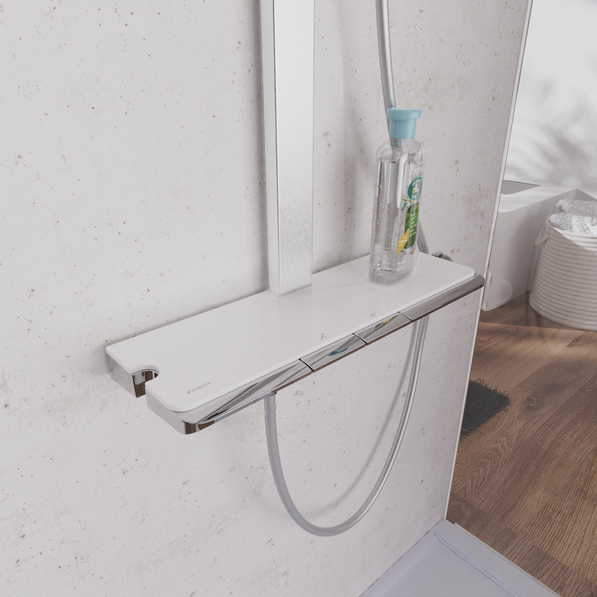 SCHÜTTE HAWAII Set de douche à l'envers avec mitigeur thermostatique, chromé/blanc