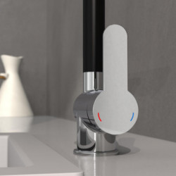 RIO mitigeur cuisine avec bec haut, chrom&eacute; / noir mat