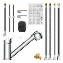 DIZIANI Sp&uuml;ltischarmatur, Chrom, Niederdruck, mit herausziehbarer Geschirrbrause