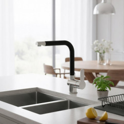 RIO Sink mixer, stainless steel look/black matt