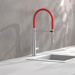 STILO mitigeur cuisine avec flexible soft-touch, chrom&eacute;-noir