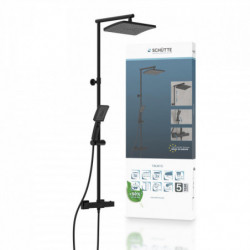 TRENTO Set douche de pluie avec Mitigeur thermostatique &bull; Noir mat