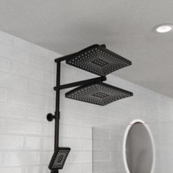 TRENTO Regendouche set met thermostatische kraan, Mat zwart