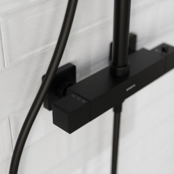 TRENTO Set douche de pluie avec Mitigeur thermostatique &bull; Noir mat