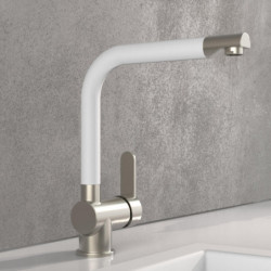 RIO Sp&uuml;ltischarmatur, Edelstahloptik/Wei&szlig;