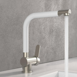 RIO Sp&uuml;ltischarmatur, Edelstahloptik/Wei&szlig;