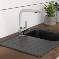 RIO Sp&uuml;ltischarmatur, Edelstahloptik/Wei&szlig;