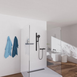 KARIBIK Set de douche &agrave; barres, noir mat