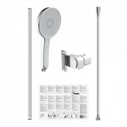 KARIBIK Shower rail set, chrome/ light grey